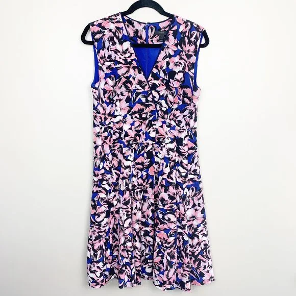 J. Crew V-neck Floral 100% Silk Sleeveless Dress Size 8 - Picture 1 of 7